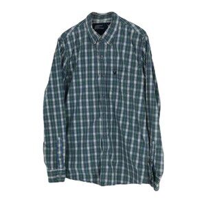 American Eagle  Outfitters blue green plaid button down mens medium